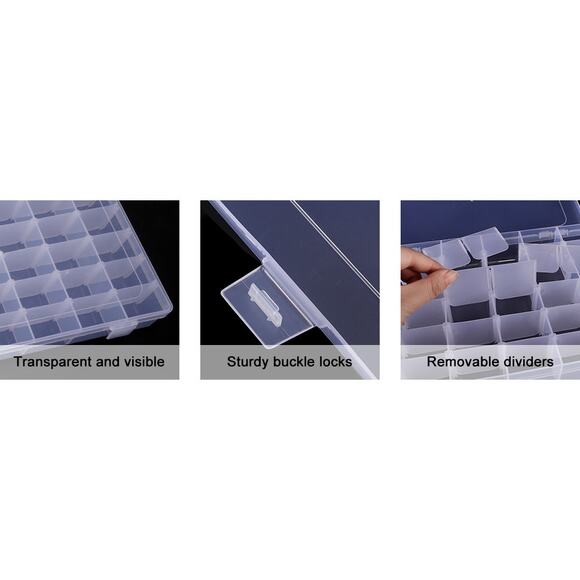 4 Pack 36 Grids Clear Plastic Organizer Box with Adjustable Dividers New - Picture 6 of 14